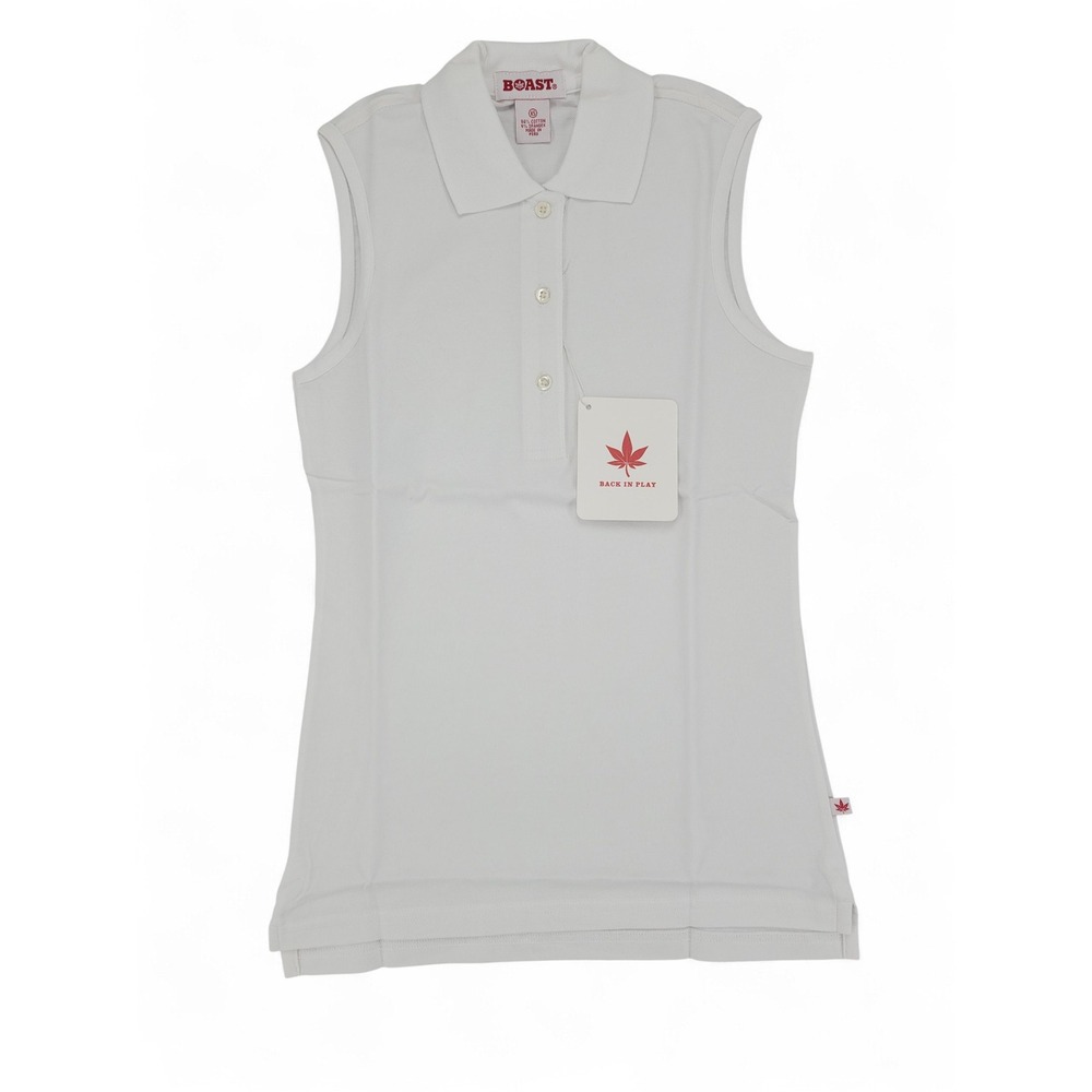 BOAST Women's Sleeveless Golf Polo Shirt XS White‎ NWT Tennis Top